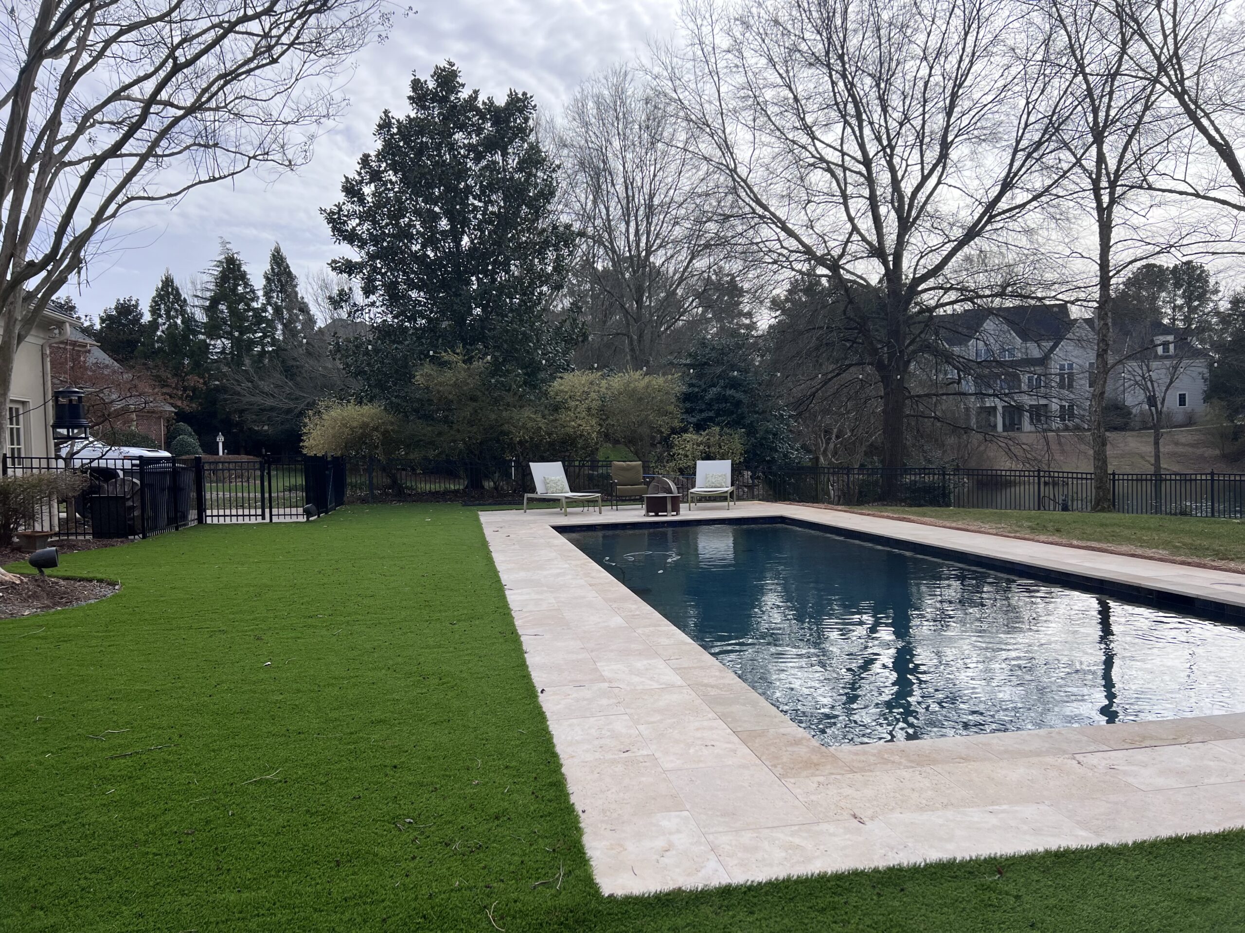 Turf around a pool.