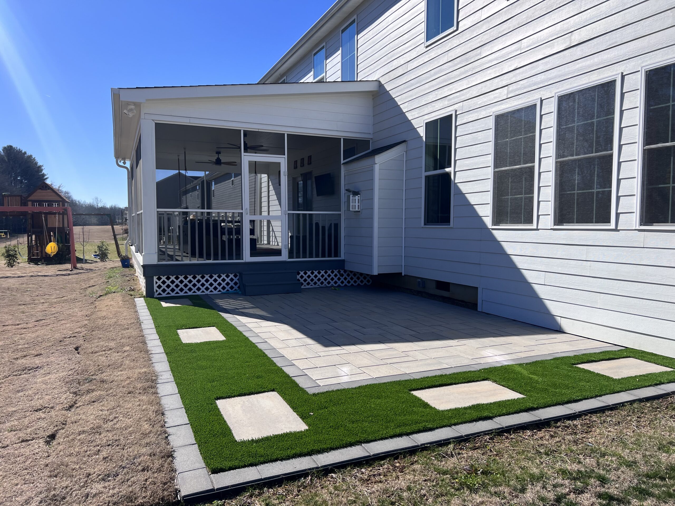 cover patio pavers and turf